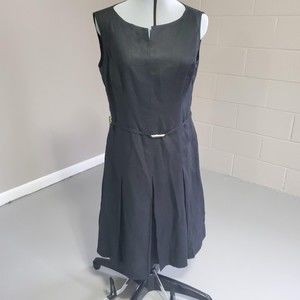 Linda Allard Ellen Tracy womens size 6 sleeveless 100 linen sheath midi dress
